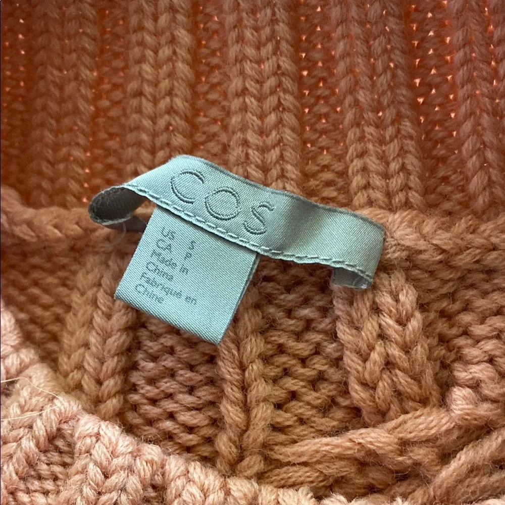 COS Wool Cable Knit Jumper Chunky Mock Neck Pink Thick Fall‎ Winter